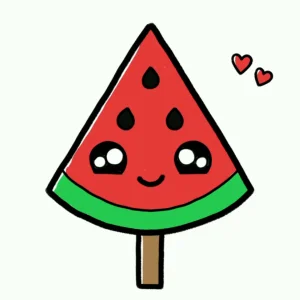 How to Draw a Cute Watermelon Ice Cream Easy Cute Easy Drawing