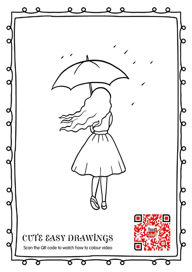 Cute Girls Coloring Pages (Free Printables) 7 Umbrella Girl Coloring Page