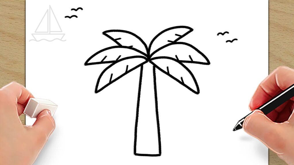 plam tree drawing easy