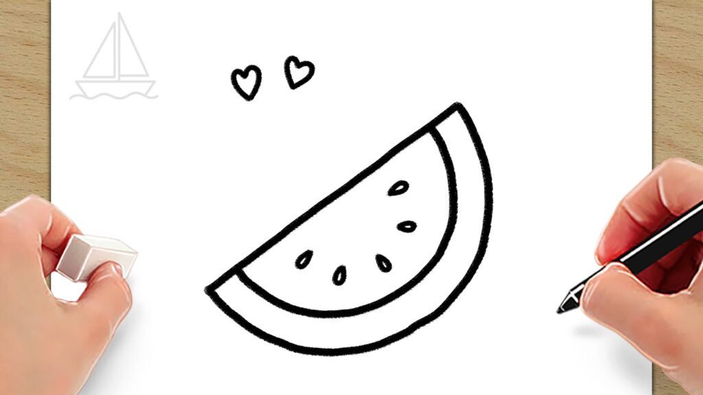 watermelon drawing easy