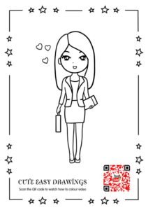 Cute Office Girl Coloring Page