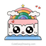 Cute Rainbow Cake Drawing