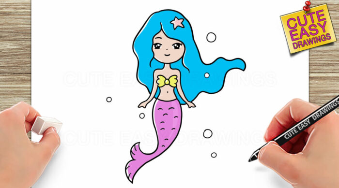 Mermaid Drawings Archives - Cute Easy Drawing