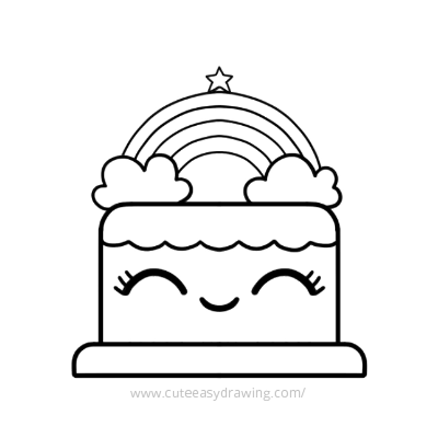 rainbow cake drawing steps