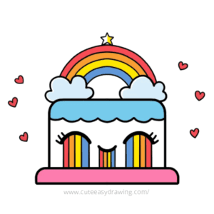 Cute Rainbow Cake Coloring Page