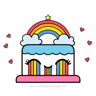 Cute Rainbow Cake Coloring Page