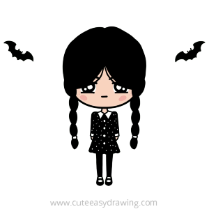 how-to-draw-a-cute-wednesday-addams-easy