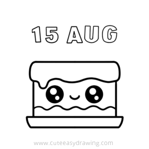 15th August Cute Cake drawing steps