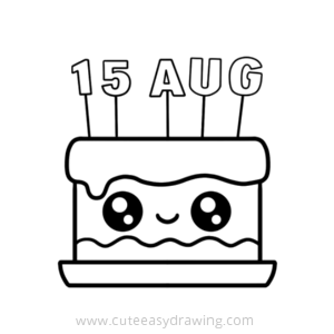 15th August Cute Cake drawing steps
