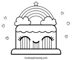 Rainbow Cake Coloring Page