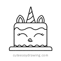 unicorn cake drawing step 3