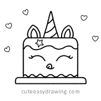 unicorn cake drawing step 4