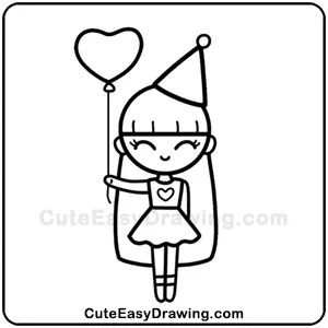 Image of a tutorial on How to Draw a Cute Party Girl Step-11