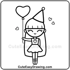 Image of a tutorial on How to Draw a Cute Party Girl Step-12