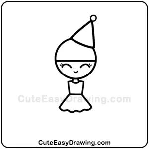 Image of a tutorial on How to Draw a Cute Party Girl Step-6