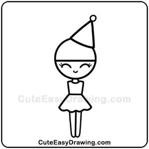 Image of a tutorial on How to Draw a Cute Party Girl Step-7
