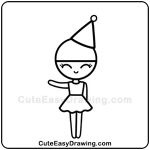 Image of a tutorial on How to Draw a Cute Party Girl Step-8