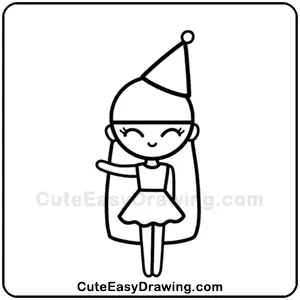 Image of a tutorial on How to Draw a Cute Party Girl Step-9