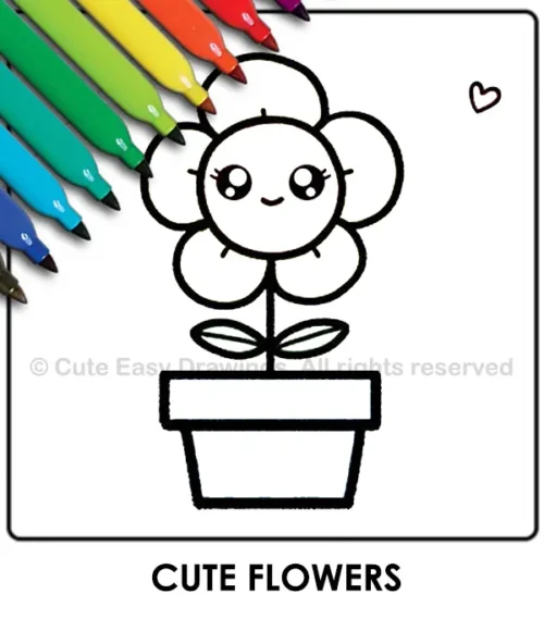 Cute Flowers Coloring Pages - Cute Easy Drawings