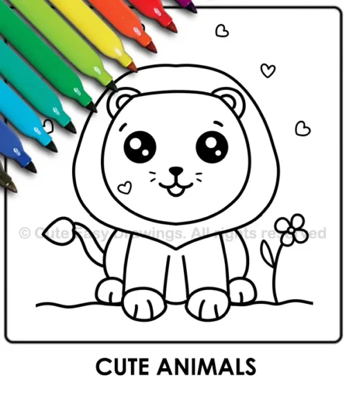Cute Animals Coloring Pages - Cute Easy Drawings