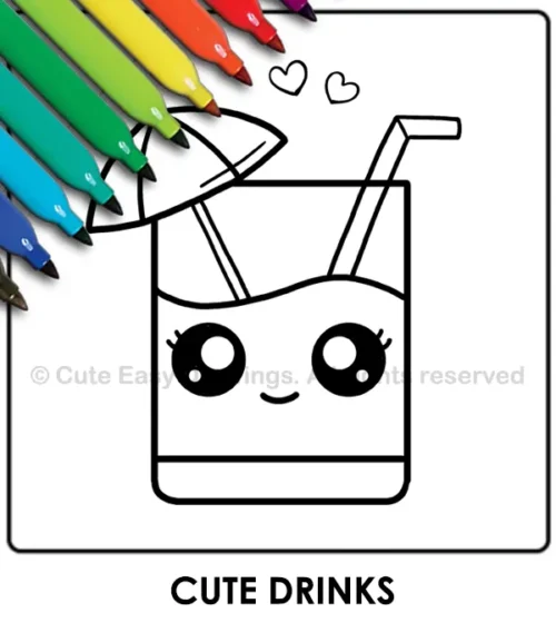 Cute Drinks Coloring Pages - Cute Easy Drawings