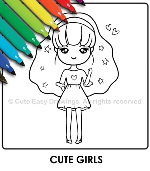 Cute Girls Coloring Pages - Cute Easy Drawings