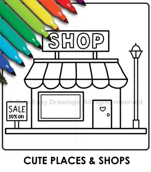 Cute Cute-Places-Shops Coloring Pages - Cute Easy Drawings