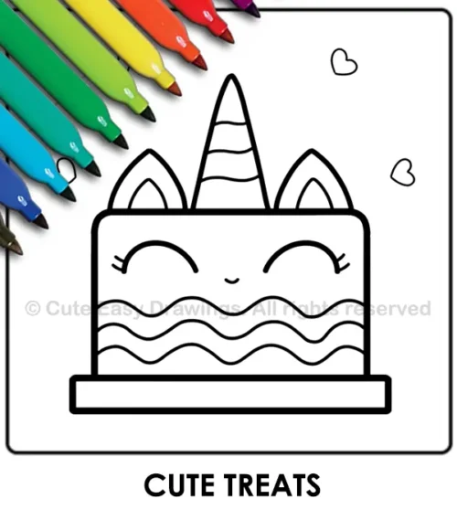 Cute Treats Coloring Pages - Cute Easy Drawings