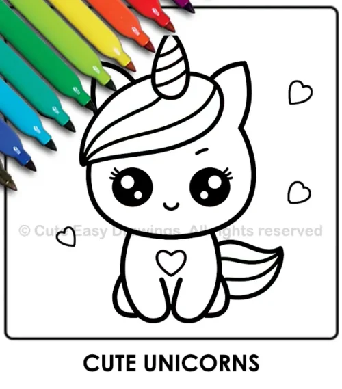 Cute Unicorns Coloring Pages - Cute Easy Drawings