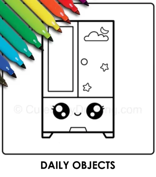 Cute Daliy Objects Coloring Pages - Cute Easy Drawings