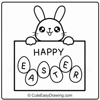 How to Draw a Cute Happy Easter Greeting Card Step 9