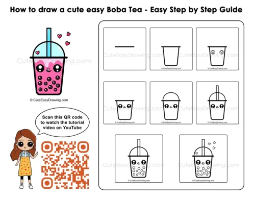 How to Draw a Cute Easy Boba Tea Steps