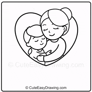 How to Draw Mother and Child for Mother's Day Step-10