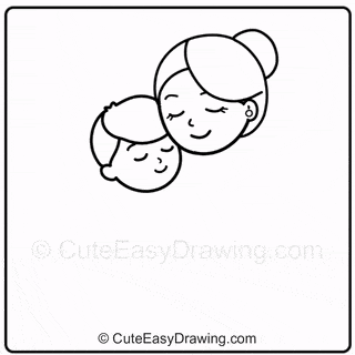 How to Draw Mother and Child for Mother's Day Step-7