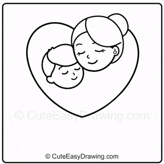 How to Draw Mother and Child for Mother's Day Step-8