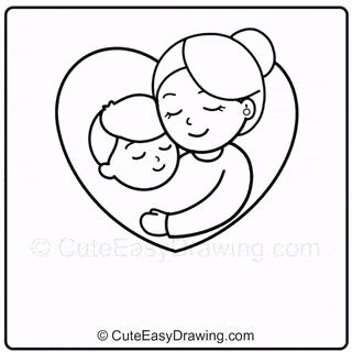 How to Draw Mother and Child for Mother's Day Step-9