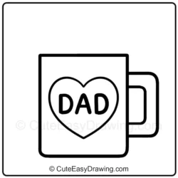 How to Draw a Cute Father's Day Coffee Mug Step - 5