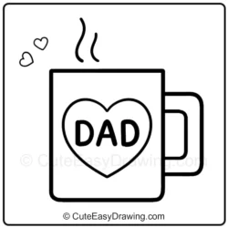 How to Draw a Cute Father's Day Coffee Mug Step - 6