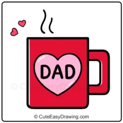 How to Draw a Cute Father's Day Coffee Mug Step - 7
