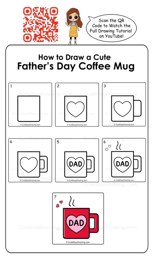 How to Draw a Cute Father's Day Coffee Mug Steps
