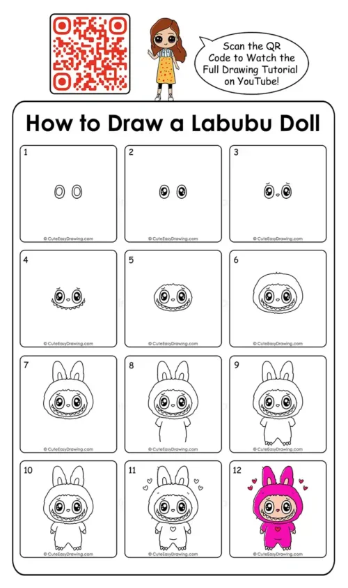 How to Draw a labubu Doll in 12 Steps s