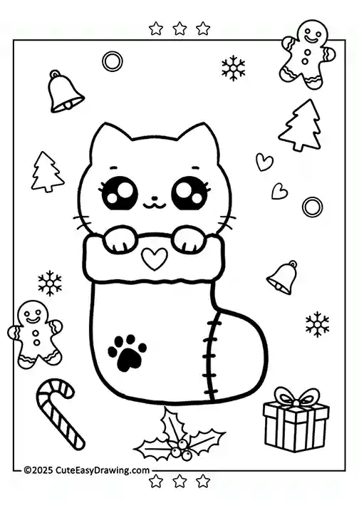 Cute Christmas Cat in Stocking