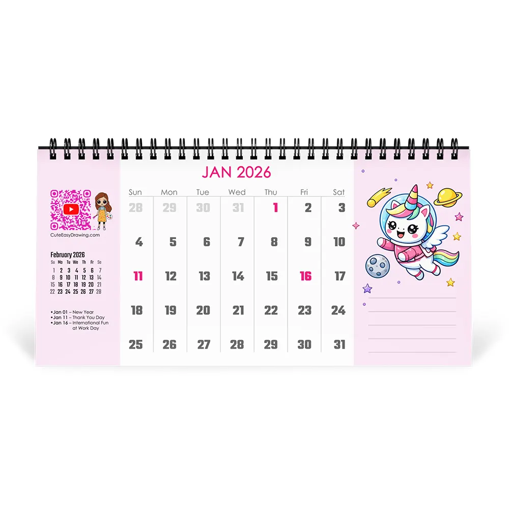 Cute Easy Drawings Desk Calendar 2026 – Free PDF & Printed Edition 2 Cute Easy Drawings Desk Calendar 2026