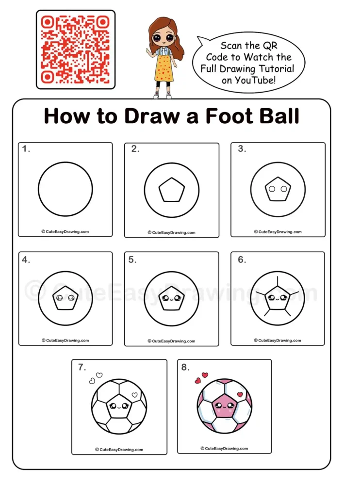 Soccer ball drawing 8 easy steps