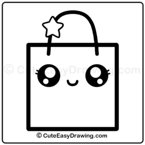 How to draw a cute shopping bag - step 6