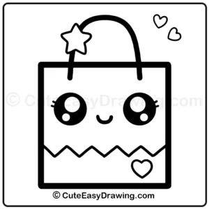 How to draw a cute shopping bag - step 7