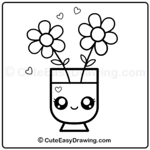 How to Draw a Cute Flower Vase that looks super adorable in Just 9 Steps 10 how to draw a cute flower vase - step 8