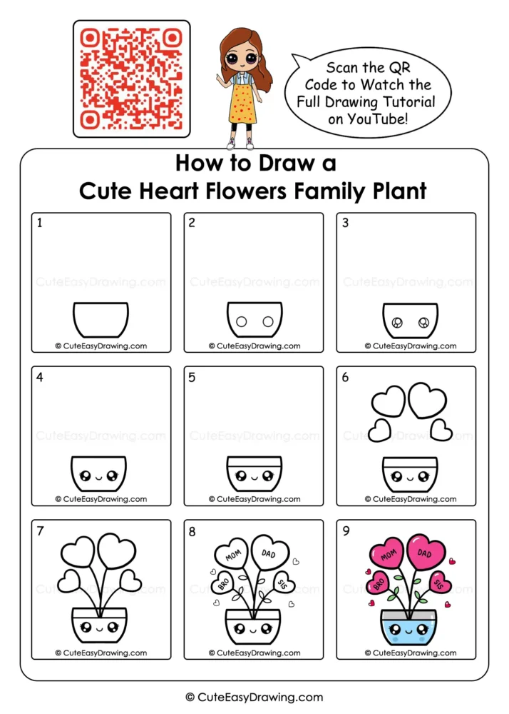 Learn to Draw a Cute Heart Flowers Family Plant: An Easy 9-Step Guide for Kids 12 Learn to Draw a Cute Heart Flowers Family Plant: An Easy 9-Step Guide for Kids