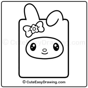 cute my melody notebook drawing - step 6