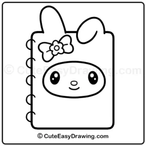 cute my melody notebook drawing - step 7
